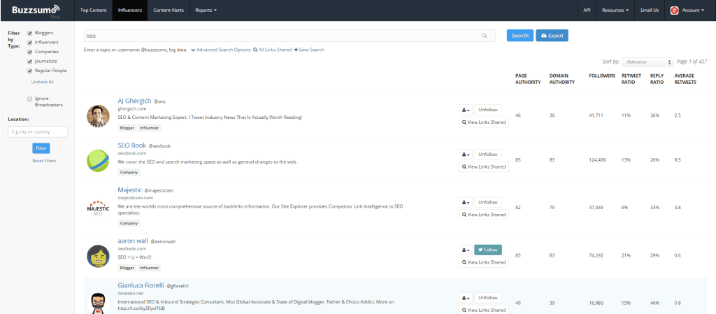 Buzzsumo Screenshot