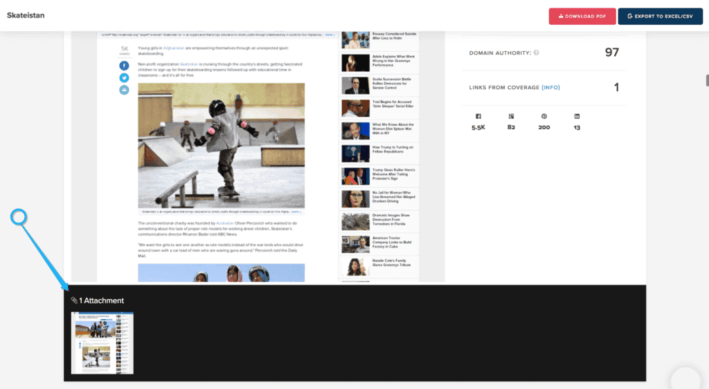 New in CoverageBook: Full size image captures as “attachments” for sharing