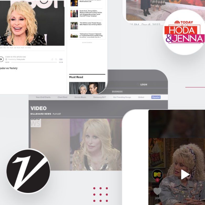 Collage of coverage about Dolly Parton