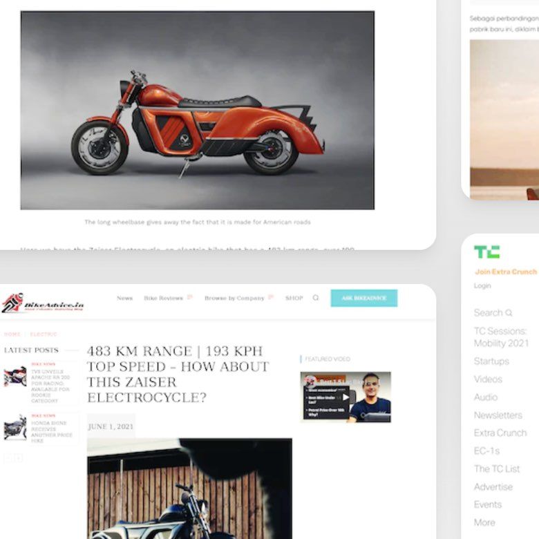 Coverage screenshots of motorbikes